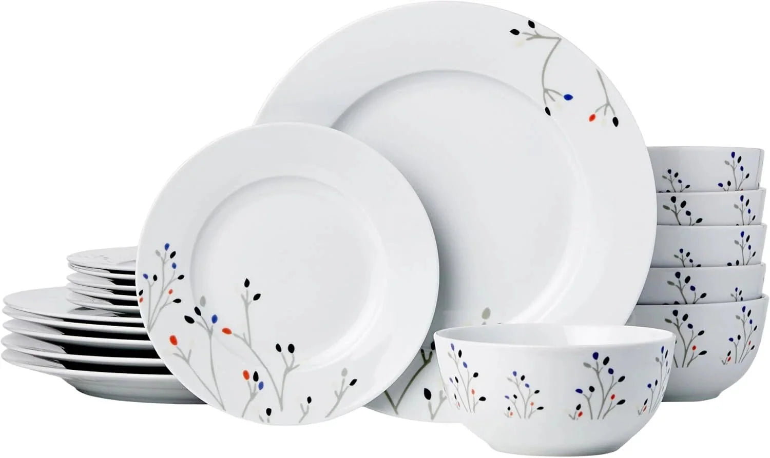 18 Piece Kitchen Utensil Set, Plates, Dishes, Bowls, 6 Servings, Twig Color 07FC0E-D4 - KOEEK [1]