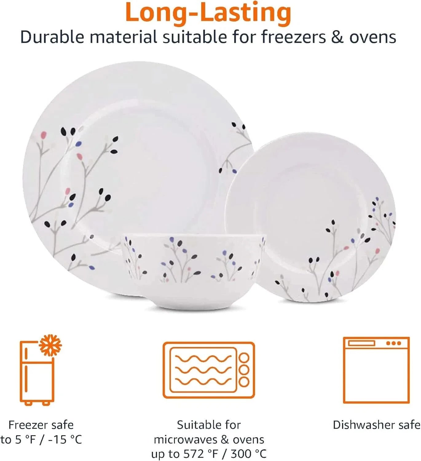 18 Piece Kitchen Utensil Set, Plates, Dishes, Bowls, 6 Servings, Twig Color 07FC0E-D4 - KOEEK [3]