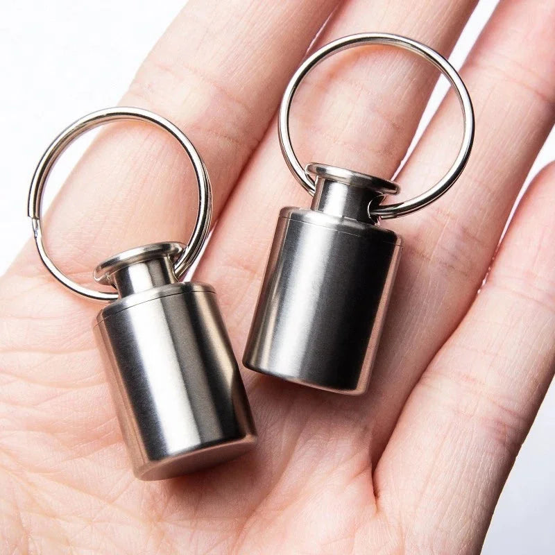 1PCS Titanium Pill Holder Case Organizer Container Portable Waterproof Keychain 07FC0E-D4 - KOEEK [1]