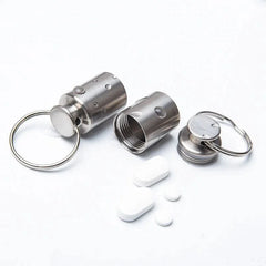 1PCS Titanium Pill Holder Case Organizer Container Portable Waterproof Keychain 07FC0E-D4 - KOEEK [4]