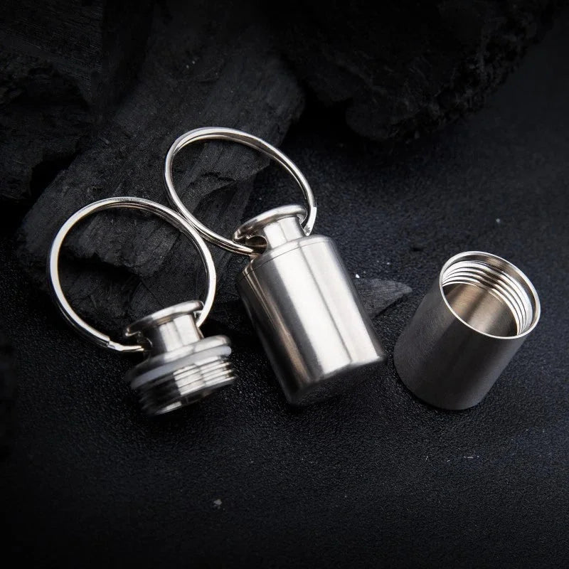 1PCS Titanium Pill Holder Case Organizer Container Portable Waterproof Keychain 07FC0E-D4 - KOEEK [6]