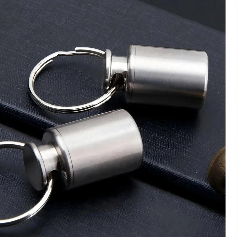 1PCS Titanium Pill Holder Case Organizer Container Portable Waterproof Keychain 07FC0E-D4 - KOEEK [9]