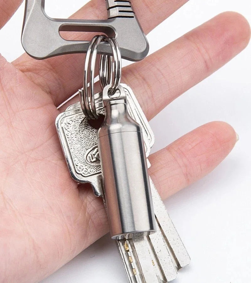 1PCS Titanium Pill Holder Container Organizer Case Waterproof EDC Keychain Box 07FC0E-D4 - KOEEK [10]
