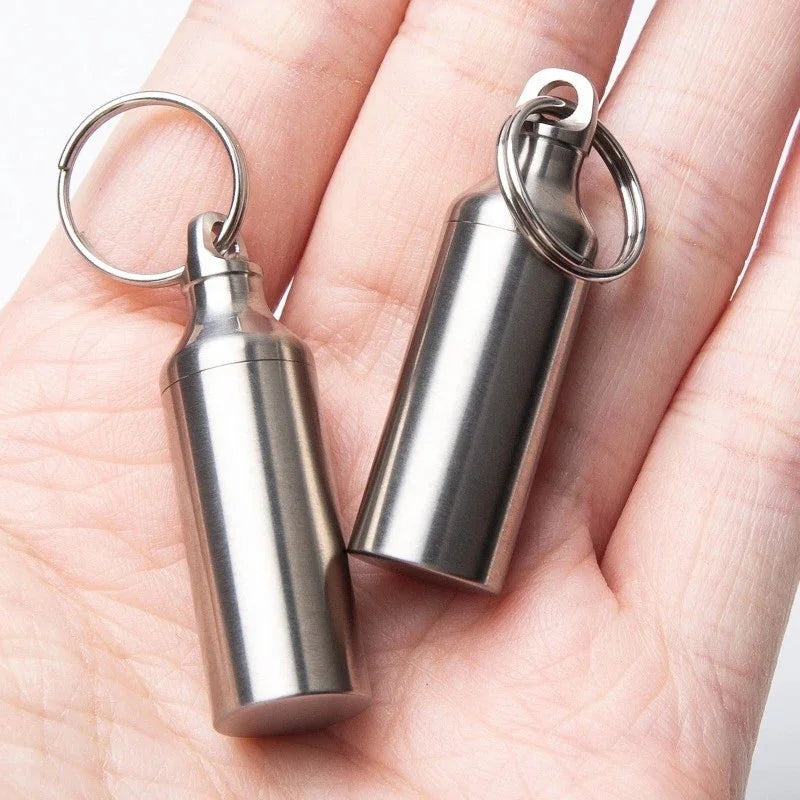 1PCS Titanium Pill Holder Container Organizer Case Waterproof EDC Keychain Box 07FC0E-D4 - KOEEK [1]