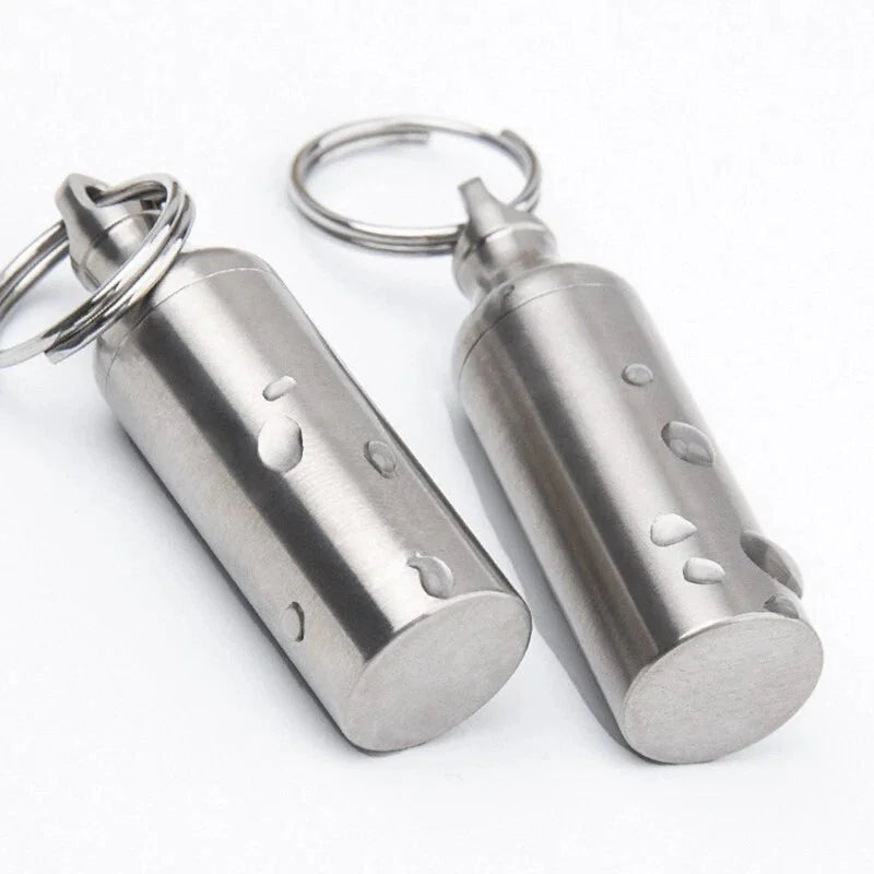 1PCS Titanium Pill Holder Container Organizer Case Waterproof EDC Keychain Box 07FC0E-D4 - KOEEK [2]