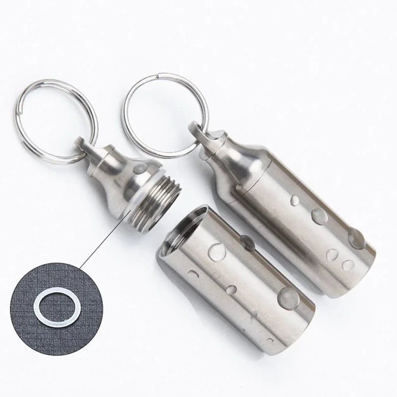 1PCS Titanium Pill Holder Container Organizer Case Waterproof EDC Keychain Box 07FC0E-D4 - KOEEK [3]