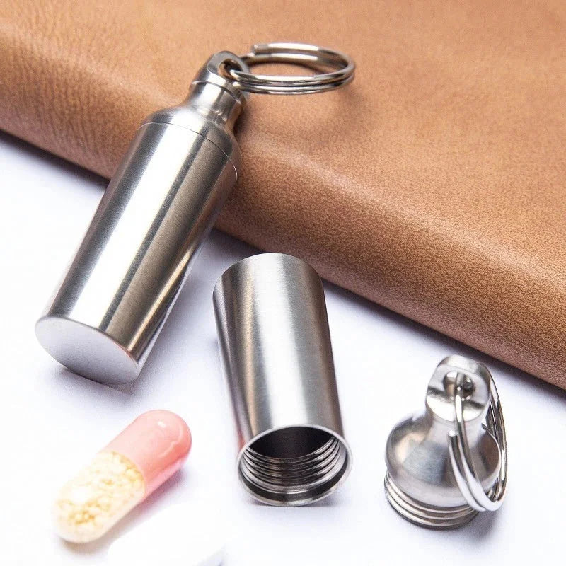 1PCS Titanium Pill Holder Container Organizer Case Waterproof EDC Keychain Box 07FC0E-D4 - KOEEK [5]