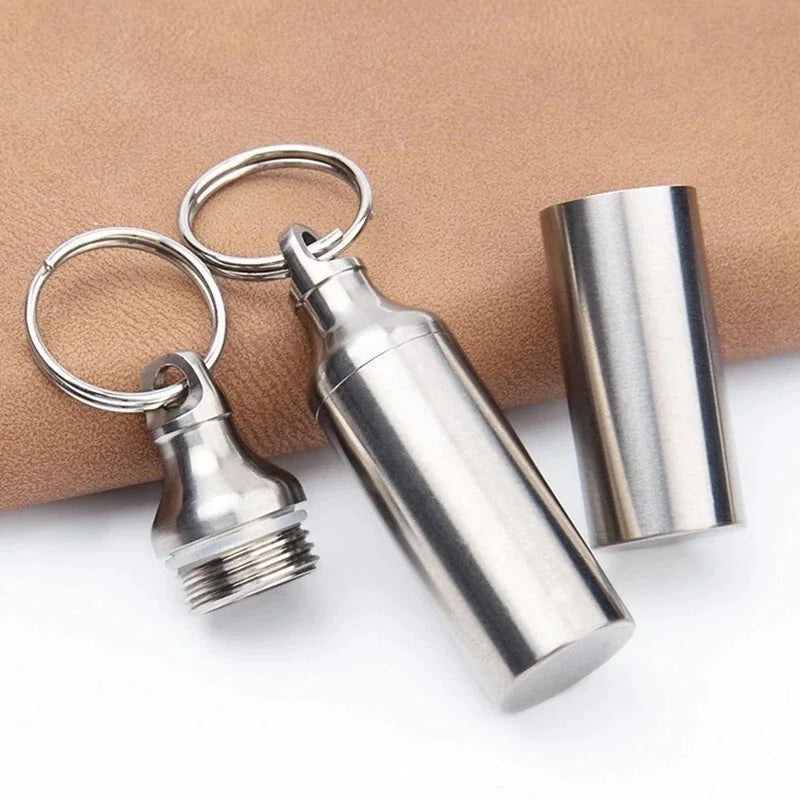 1PCS Titanium Pill Holder Container Organizer Case Waterproof EDC Keychain Box 07FC0E-D4 - KOEEK [6]