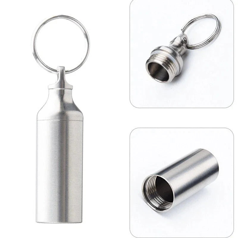 1PCS Titanium Pill Holder Container Organizer Case Waterproof EDC Keychain Box 07FC0E-D4 - KOEEK [9]