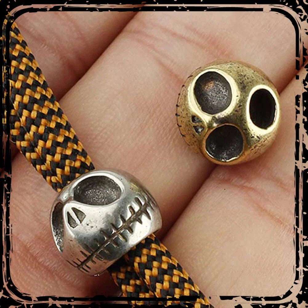 1PC Pumpkin Lanyard Bead Skull Paracord Knife Beads  Solid Brass EDC Pendant 07FC0E-D4 - KOEEK [6]