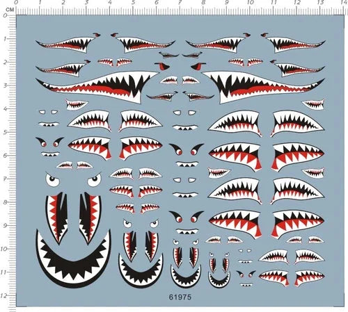 1/144 1/72 1/48 1/32 Scale Military Aircraft Shark Jaw Model Water Slide Decal 07FC0E-D4 - KOEEK [1]