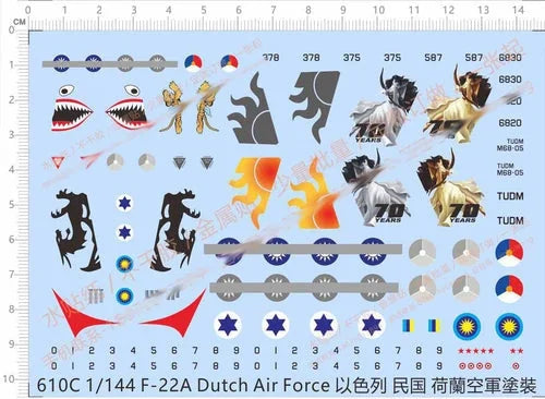 1/144 IAF Israel Dutch Airforce F-22A Fighter Roundel Markings Water Slide Decal 07FC0E-D4 - KOEEK [1]