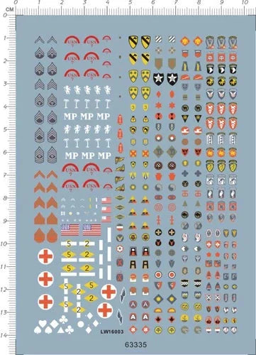 1/16 WWII US AM-WORKS LW16003 Badge Armband Military Insignias Water Slide Decal 07FC0E-D4 - KOEEK [1]
