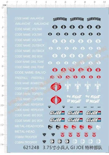 1/18 united states 3.75' solider GI JOE Action Figure Model Kit Water Decal 07FC0E-D4 - KOEEK [1]