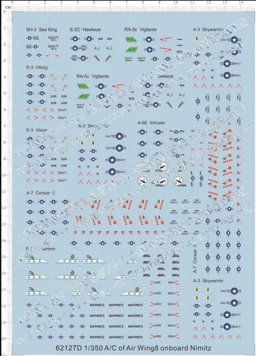 1/350 A/C of Air Wing8 onboard Nimitz Fighter Model Markings Water Slide Decal 07FC0E-D4 - KOEEK [1]