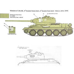 1/35 T-34/85 Soviet medium Tank Berlin 1945 Guards Army White Water Slide Decal 07FC0E-D4 - KOEEK [2]