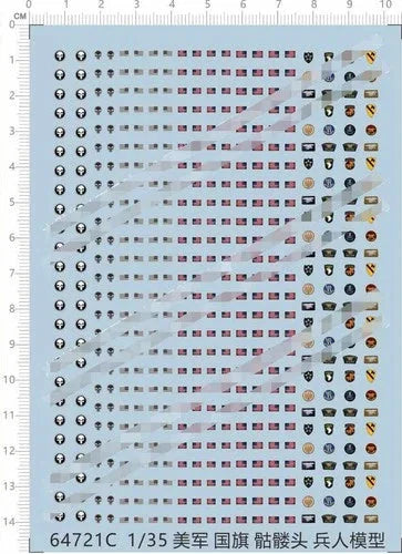 1/35 US ARMY Flag Skull Military Insignias Markings Transfer Sheet Water Decal 07FC0E-D4 - KOEEK [1]