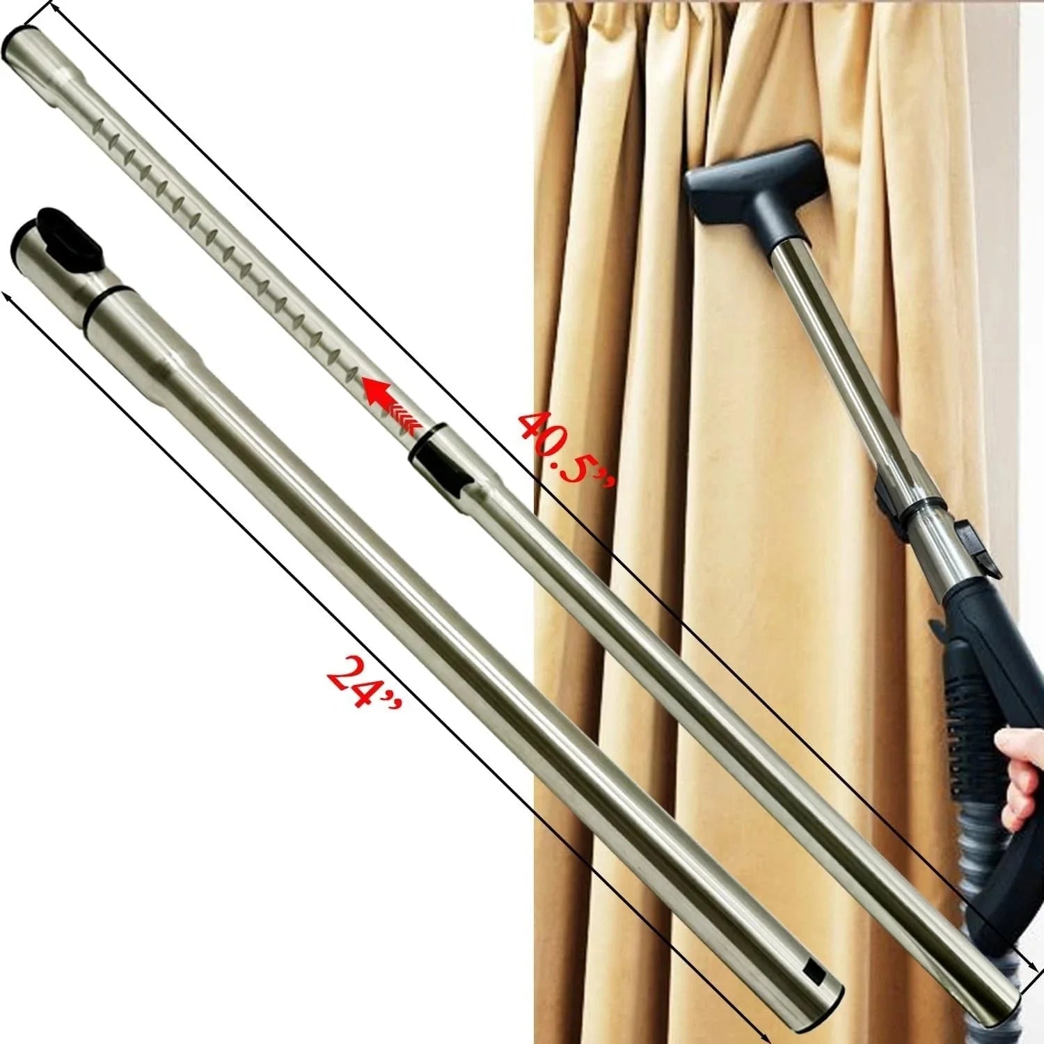 1-3/8 inch stainless steel vacuum extension tube, extendable up to 41.7 inches. 07FC0E-D4 - KOEEK [4]