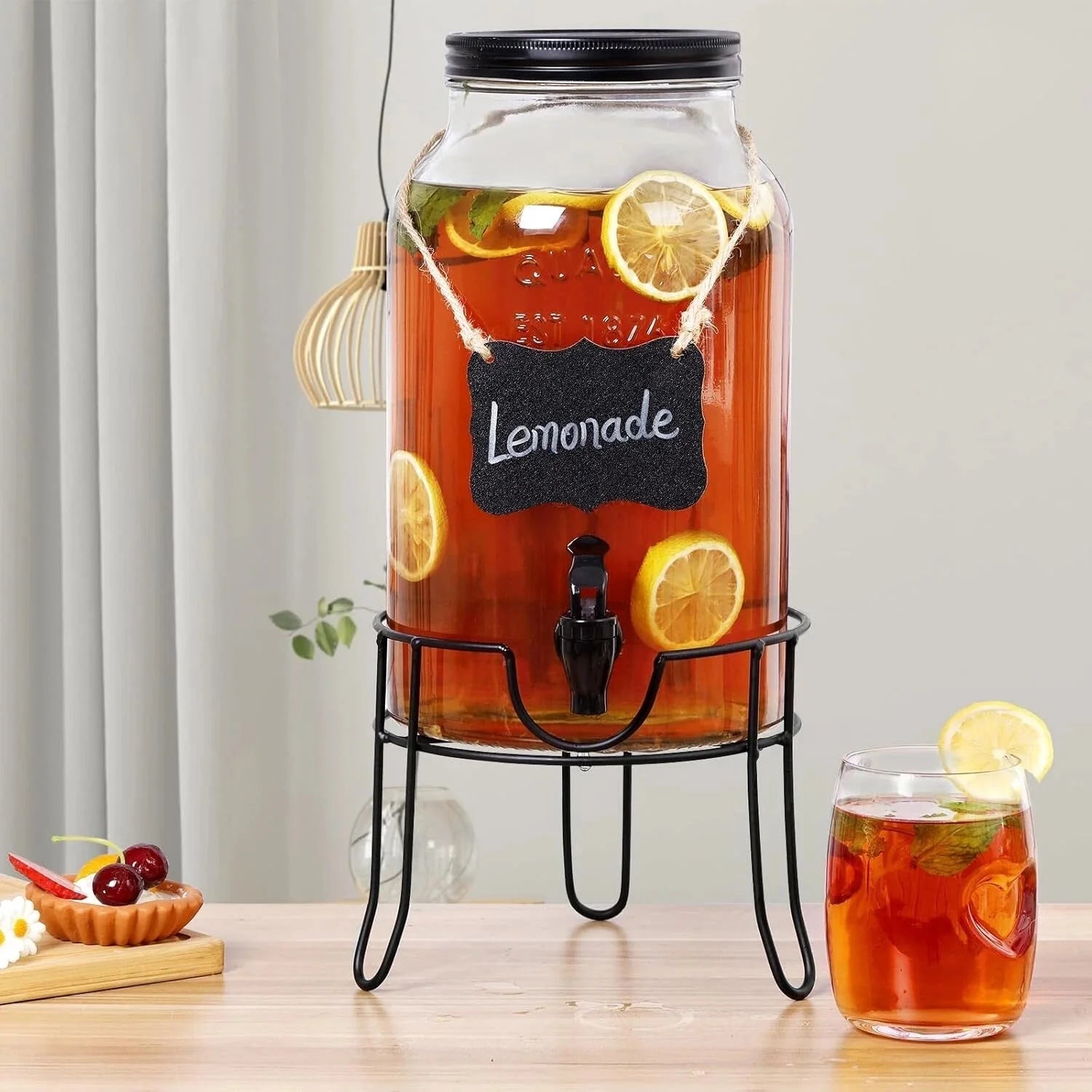 1.5 Gallon Glass Drink Dispensers for Parties,Ice Beverage Dispensers with Stand 07FC0E-D4 - KOEEK [6]