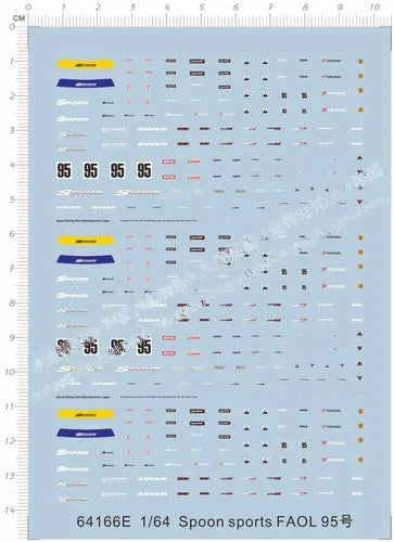 1/64 Spoon Sports Faol 95 Racing Civic EG6 Car Model Markings Water Slide Decal 07FC0E-D4 - KOEEK [1]