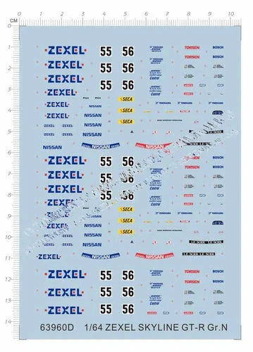 1/64 ZEXEL SKYLINE GT-R GTR GR.N Sports Racing Car Markings Water Slide Decal 07FC0E-D4 - KOEEK [1]
