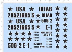1/6 WWII US Army 101 Military Vehicle Marking Model Kit Water Decal Black 07FC0E-D4 - KOEEK [1]