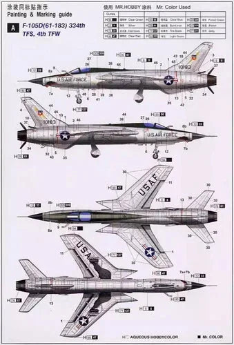 1/72 F-105D Thunderchief F-105G Wild Weasel Fighter Markings Model Water Decal 07FC0E-D4 - KOEEK [5]