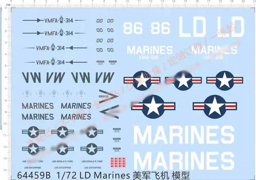 1/72 US MARINES VMFA-314 Black Knights USS Gerald R. Ford Enterprise Water Decal 07FC0E-D4 - KOEEK [1]