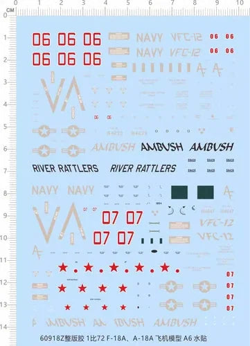 1/72 US USN F/A-18A/C/D VFC-12 AMBUSH VFA-204 River Rattlers Fighter Water Decal 07FC0E-D4 - KOEEK [1]
