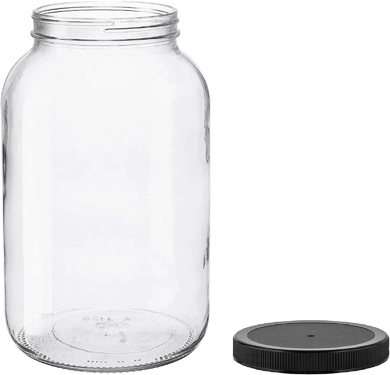 1 Gallon Glass Jar Wide Mouth with Black Plastic Lid - USDA, BPA-Free 07FC0E-D4 - KOEEK [1]