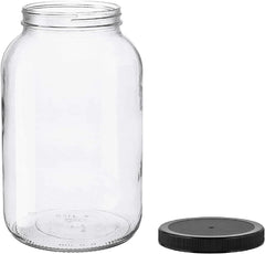 1 Gallon Glass Jar Wide Mouth with Black Plastic Lid - USDA, BPA-Free 07FC0E-D4 - KOEEK [1]