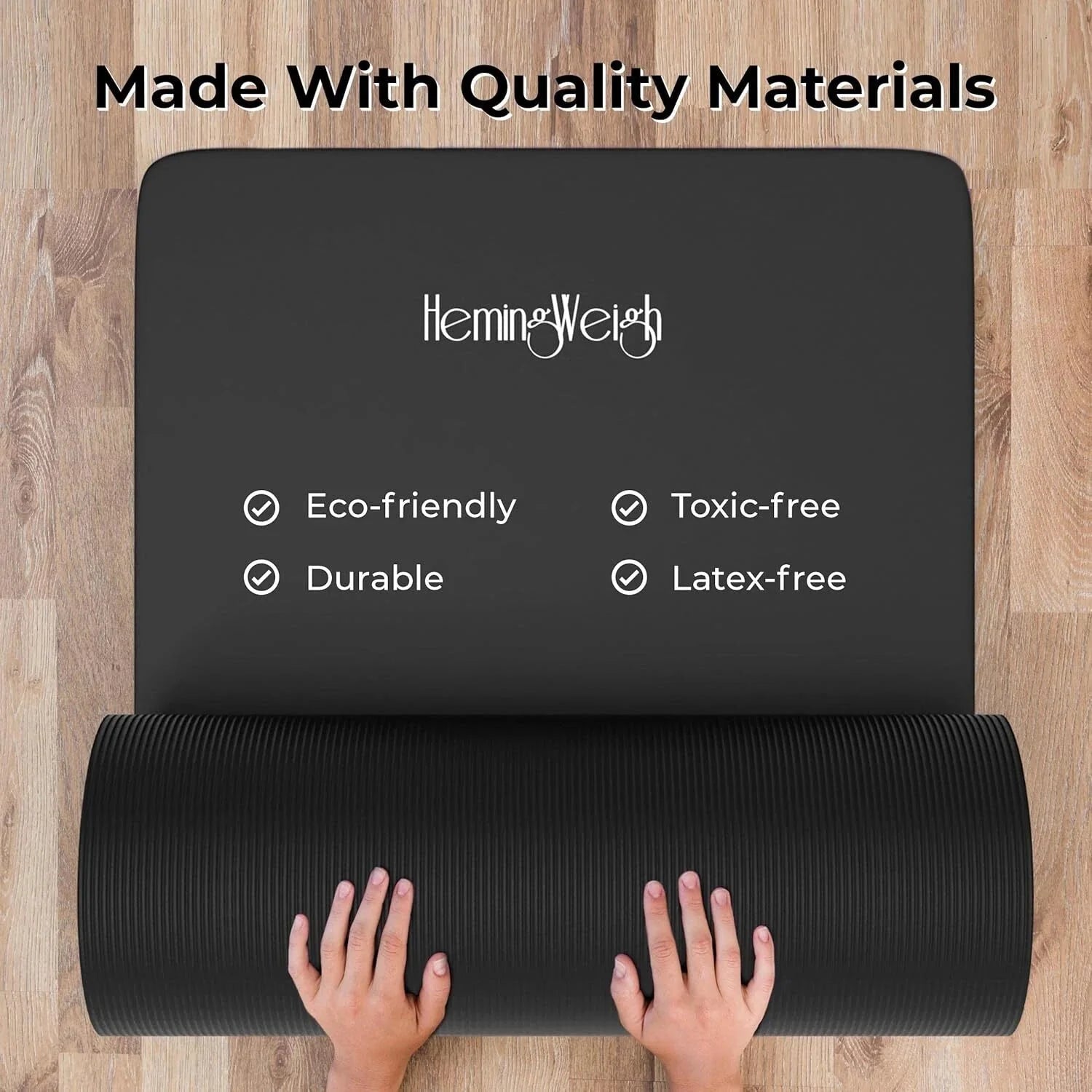 1 Inch Extra Thick Non-Slip Yoga Mat - Exercise Mat for Home Workouts, Black 07FC0E-D4 - KOEEK [5]