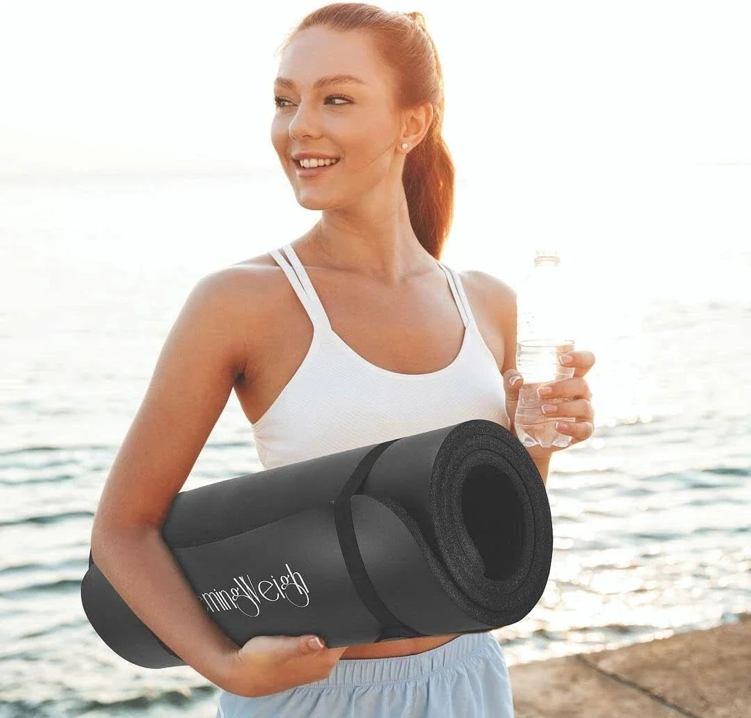 1 Inch Extra Thick Non-Slip Yoga Mat - Exercise Mat for Home Workouts, Black 07FC0E-D4 - KOEEK [8]