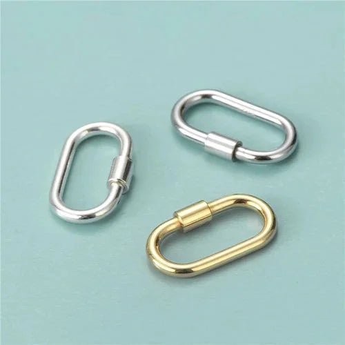 1 PC 925 Sterling Silver Oval Link Lock Enhancer Bail Carabiner Clasp Connector 07FC0E-D4 - KOEEK [1]