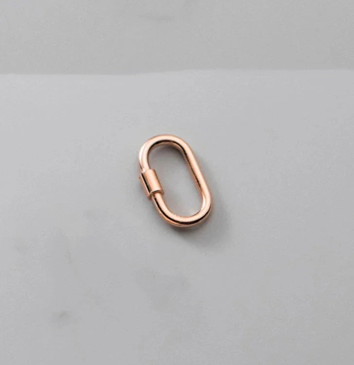 1 PC 925 Sterling Silver Oval Link Lock Enhancer Bail Carabiner Clasp Connector 07FC0E-D4 - KOEEK [2]