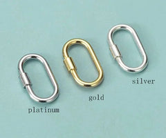 1 PC 925 Sterling Silver Oval Link Lock Enhancer Bail Carabiner Clasp Connector 07FC0E-D4 - KOEEK [3]