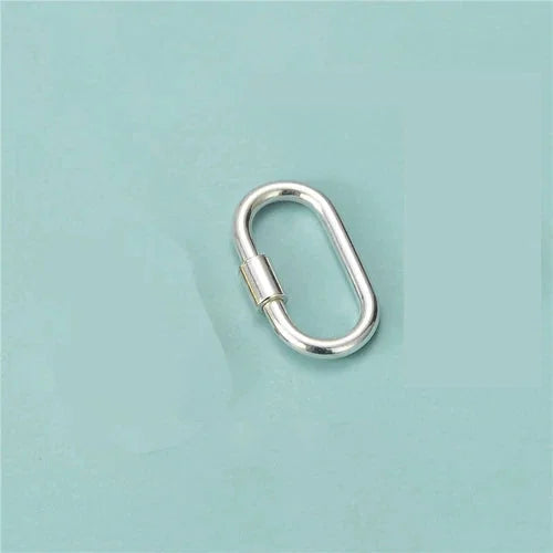 1 PC 925 Sterling Silver Oval Link Lock Enhancer Bail Carabiner Clasp Connector 07FC0E-D4 - KOEEK [4]