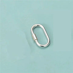 1 PC 925 Sterling Silver Oval Link Lock Enhancer Bail Carabiner Clasp Connector 07FC0E-D4 - KOEEK [4]