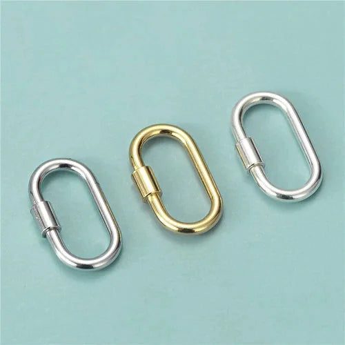 1 PC 925 Sterling Silver Oval Link Lock Enhancer Bail Carabiner Clasp Connector 07FC0E-D4 - KOEEK [7]