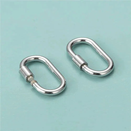 1 PC 925 Sterling Silver Oval Link Lock Enhancer Bail Carabiner Clasp Connector 07FC0E-D4 - KOEEK [8]