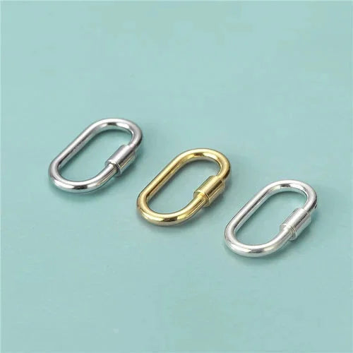 1 PC 925 Sterling Silver Oval Link Lock Enhancer Bail Carabiner Clasp Connector 07FC0E-D4 - KOEEK [9]