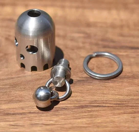 1 PC Small Stainless Steel Bell Wind Chime Rope Bead EDC Penant Keychain Pendant 07FC0E-D4 - KOEEK [1]