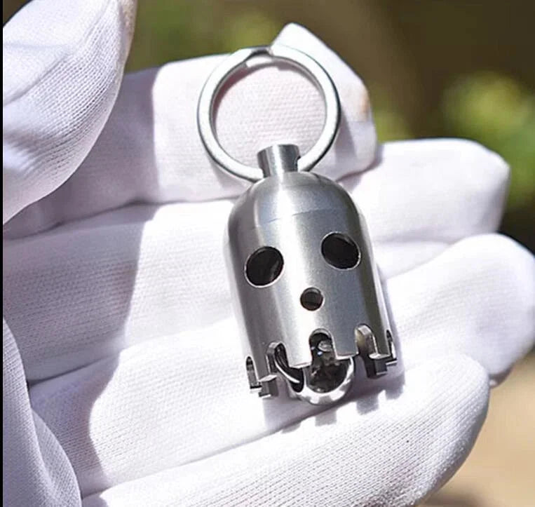 1 PC Small Stainless Steel Bell Wind Chime Rope Bead EDC Penant Keychain Pendant 07FC0E-D4 - KOEEK [2]