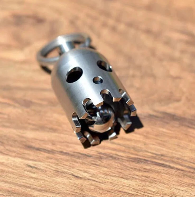 1 PC Small Stainless Steel Bell Wind Chime Rope Bead EDC Penant Keychain Pendant 07FC0E-D4 - KOEEK [6]