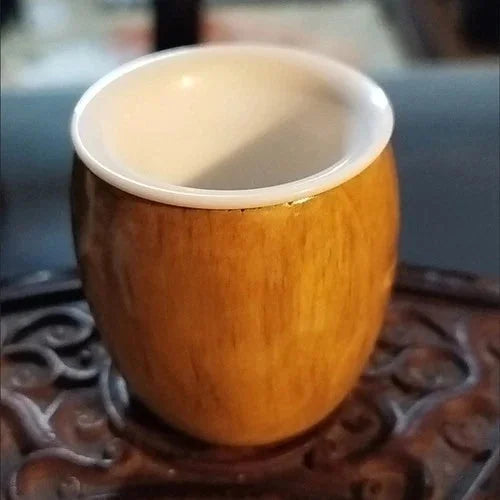 1 Pcs Golden Nanmu Tea Cup 4.6×4.8cm Ceramic Lined Wine Cup Natural Wood 07FC0E-D4 - KOEEK [5]