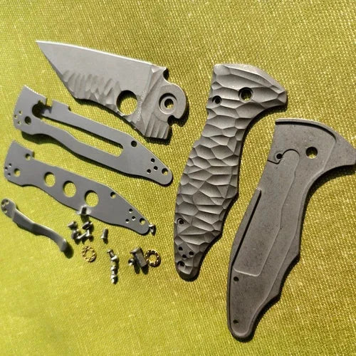 1 Set Titanium Handle Scales+N690 Stainless Steel Blade for Spyderco Yojimbo 07FC0E-D4 - KOEEK [1]