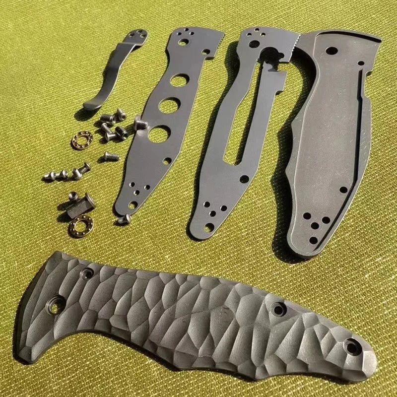1 Set Titanium Handle Scales+N690 Stainless Steel Blade for Spyderco Yojimbo 07FC0E-D4 - KOEEK [7]