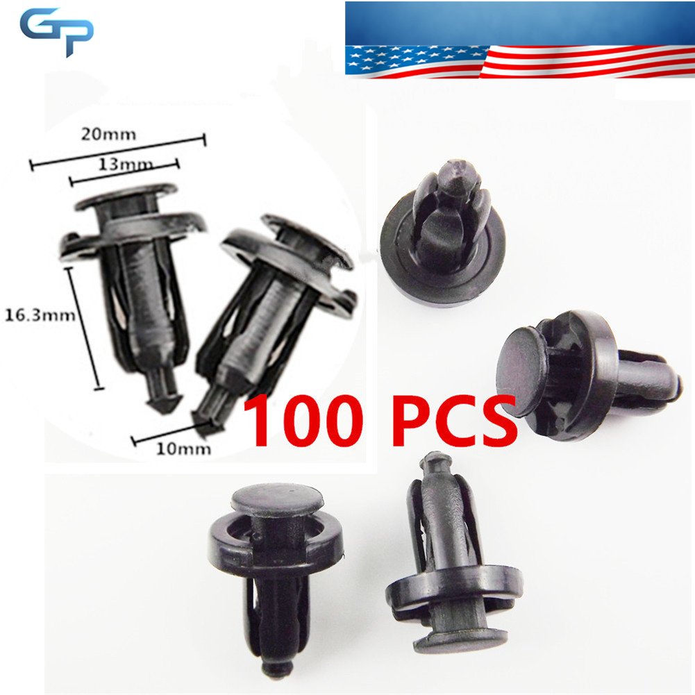 10010mm Clips Plastic Push Type Rivet Retainer Fastener Bumper Pin For Honda