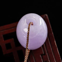 1pc Purple Violet Natural Jade Pendant Circle Bead Necklace Women Gift 07FC0E-D4 - KOEEK [2]