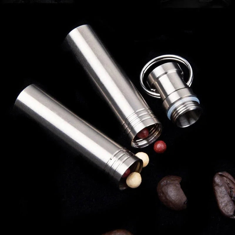 1pcs Titanium Alloy Keychain Waterproof Box Sealed Container Outdoor Storage EDC 07FC0E-D4 - KOEEK [3]